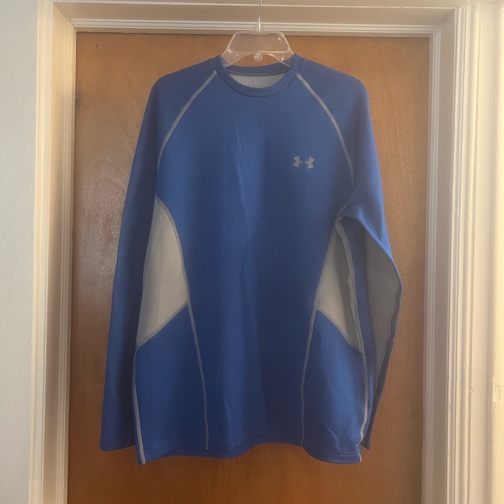 Under Armour Men's Blue Cold Gear Fitted Crewneck Long Sleeve Shirt